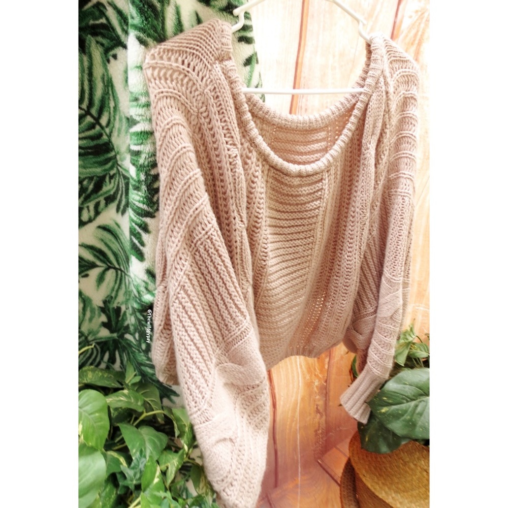 Cozy blush mauve off shoulder chunky knit sweater 🪷 - Picture 3 of 5